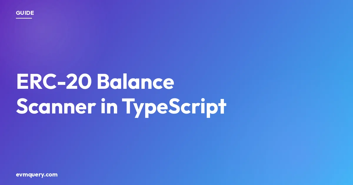 Multi-wallet ERC-20 balance scanning with TypeScript REST API — no Viem, no RPC node