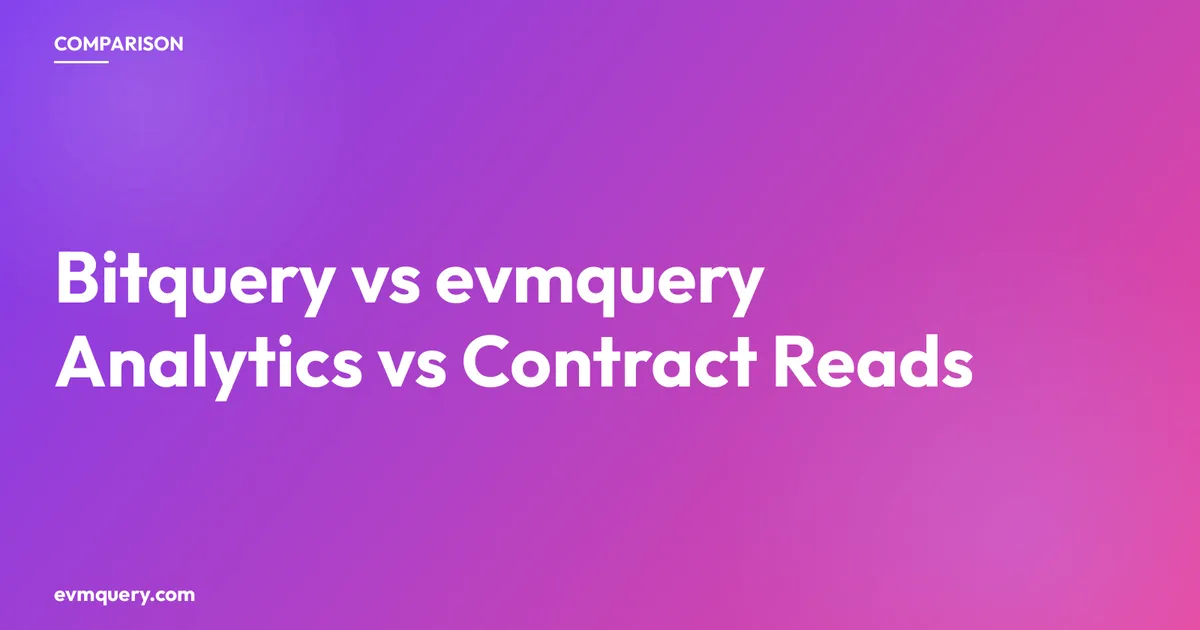 Bitquery vs evmquery: GraphQL analytics versus contract-logic reads for AI agents