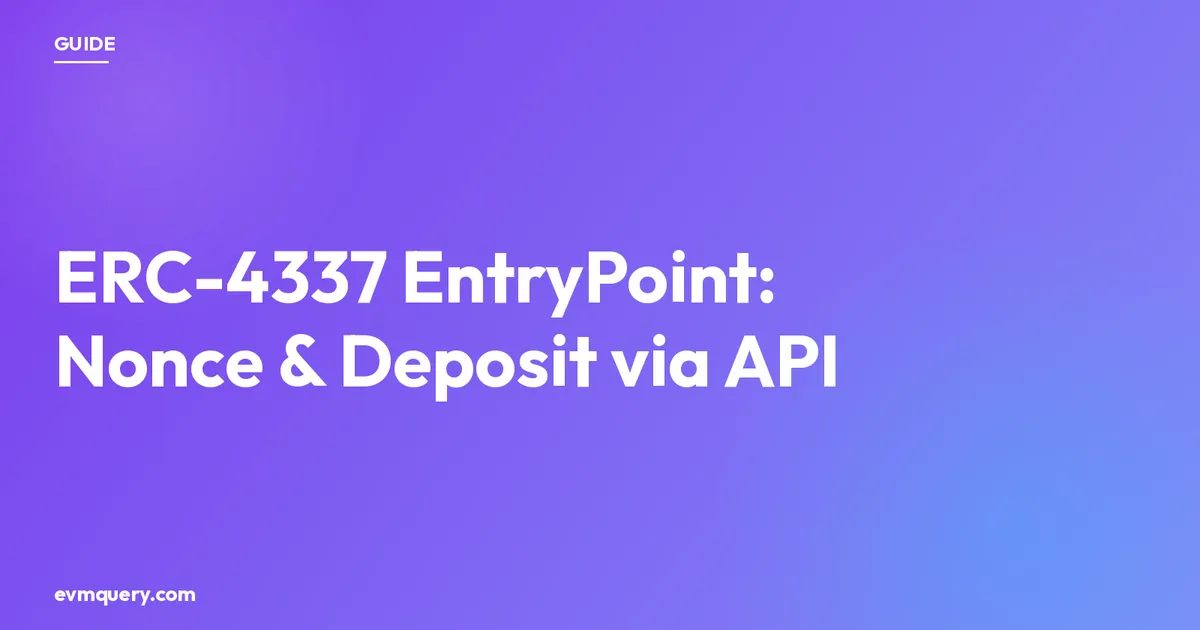 ERC-4337 EntryPoint — read a smart account's nonce, deposit, and stake via API