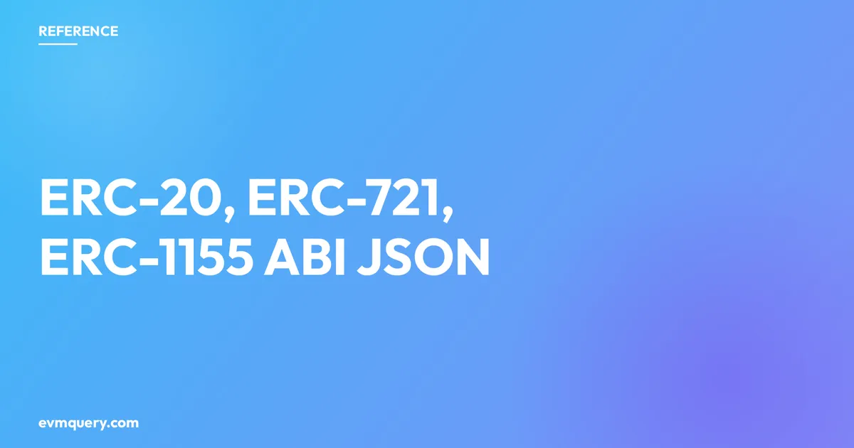 ERC-20, ERC-721, ERC-1155, and WETH9 ABI JSON reference